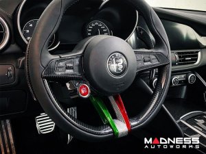 Alfa Romeo Stelvio Steering Wheel Trim - Carbon Fiber - Lower Center Trim - Italian Theme - QV Model Alfa Romeo Stelvio Steering Wheel Trim - Carbon Fiber - Lower Center Trim - Italian Theme - QV Model